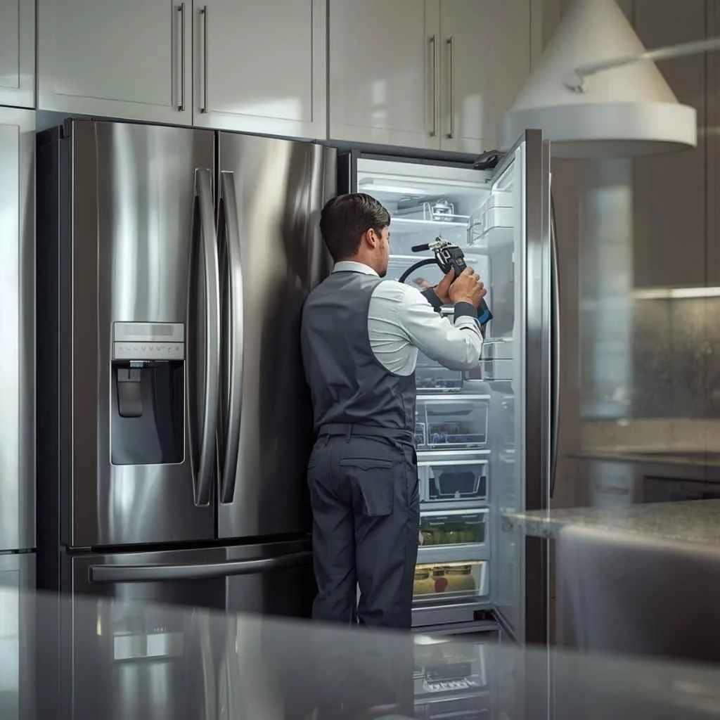Refrigerator repair service near me by Appliance Service India | Fridge technician repairing refrigerator
